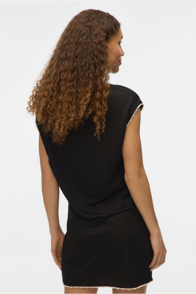 VMVIPS SS AVA V-NECK TOP JRS GA 10327099 BLACK/SOLID